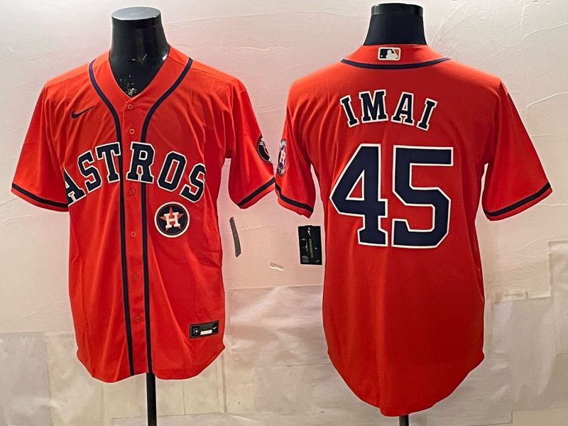 Men 2026 Houston Astros #45 Imai Orange Game Nike MLB Jersey style 006